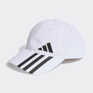 adidas Unisex 3-Stripes AEROREADY Baseball Cap  - طاقية اديداس تصميم ثلاث خطوط ايروريدي بيسبول للجنسين لون أبيض