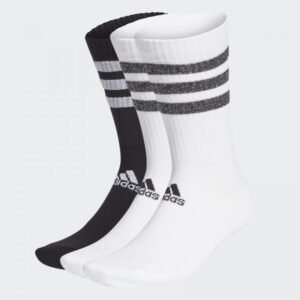 adidas Unisex' Glam 3-Stripes Cushioned Crew Sport Socks - 3 Pairs