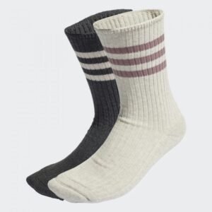 adidas 3-Stripes Lounge Crew Socks 2 Pairs- Black- جوارب اديداس ثلاث خطوط لونج كرو للجنسين (زوجان) لون أسود وبيج