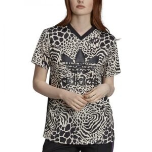 adidas Women's AOP T-Shirt- تيشيرت اديداس اول اوفر برينت للنساء لون بني واسود