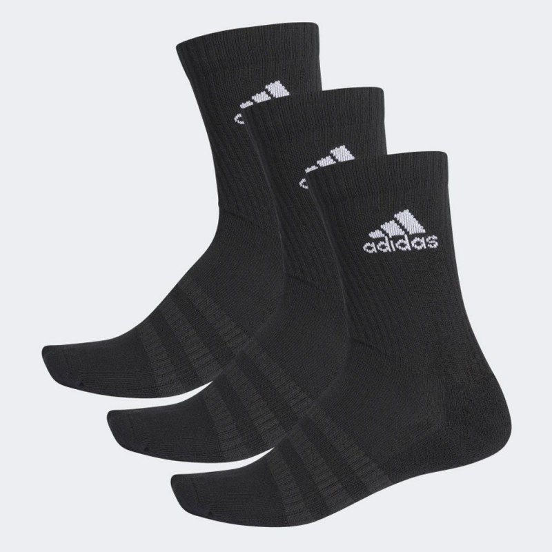 Adidas CUSHIONED CREW SOCKS 3 PAIRS- جوارب ثلاث خطوط كلاسيك للجنسين لون أسود