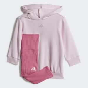 adidas Kids Hooded Fleece Jogger Set - Pink