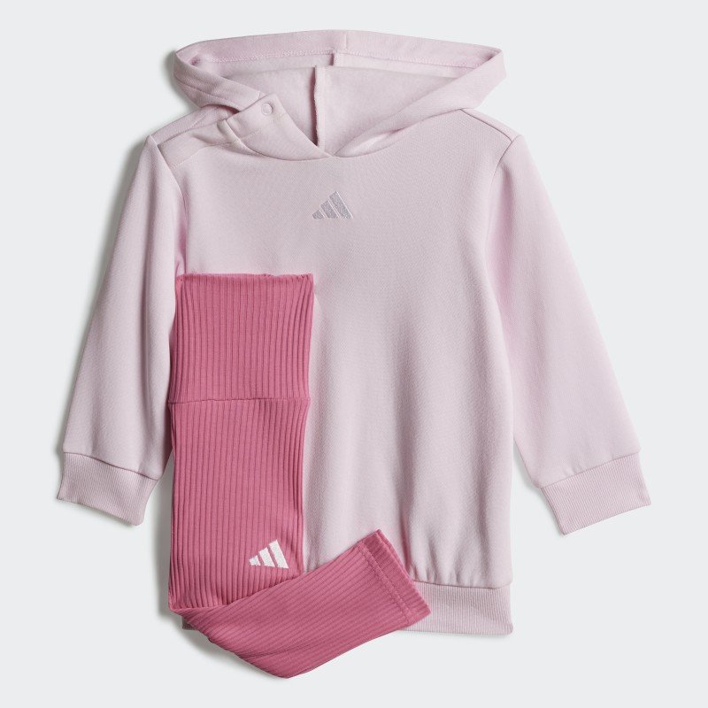 adidas Kids Hooded Fleece Jogger Set - Pink