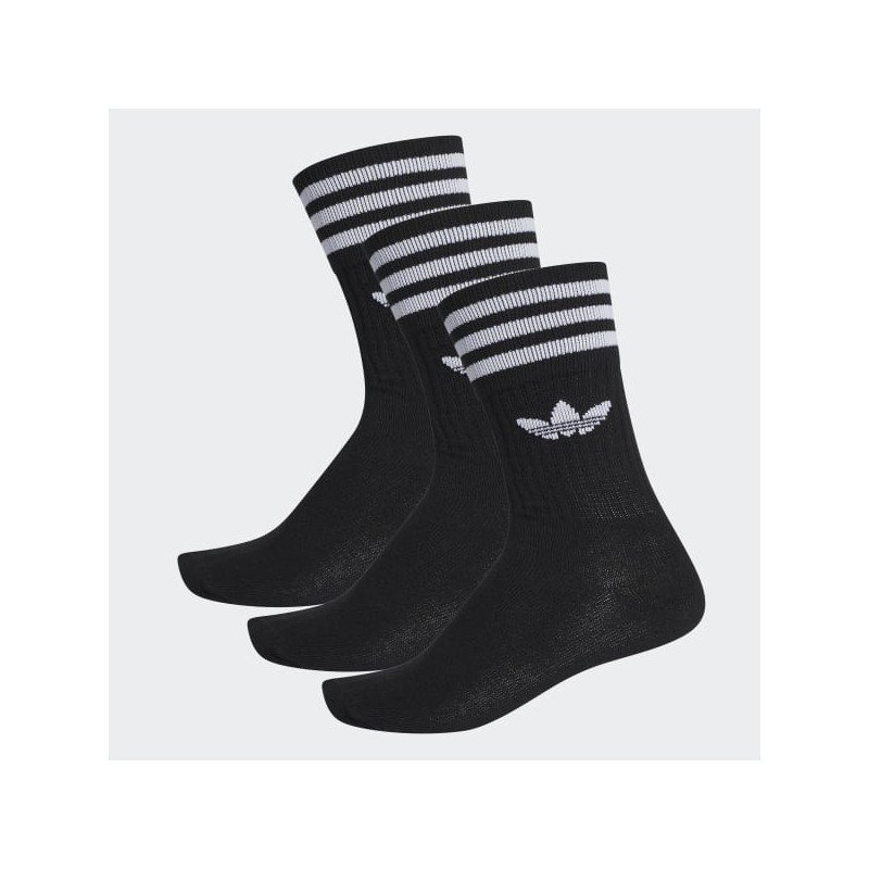 adidas Unisex' Solid Crew Socks 3 Pairs- جوارب اديداس كرو للجنسين (3 أزواج) لون أسود