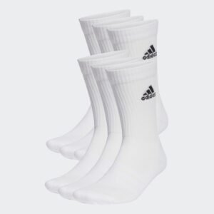 adidas Unisex' Cushioned Sportswear Crew (6 Pairs) Socks - جوارب اديداس كوشيند كرو (6 أزواج) للجنسين لون أبيض