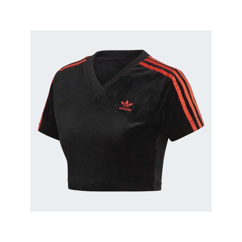 Adidas Womens' V-Day Cropped Tee- تيشيرت اديداس في ديه للنساء لون اسود