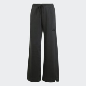 adidas Womens' ALL SZN Fleece Loose Wide-Leg Pants - Black