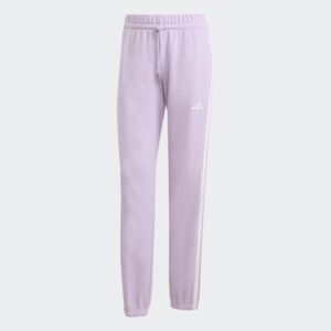 Adidas Womens' Essentials 3-Stripes French Terry Cuffed Joggers - Purple