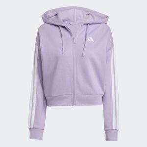 Adidas Womens' Essentials 3-Stripes Full-Zip Hoodie - Purple