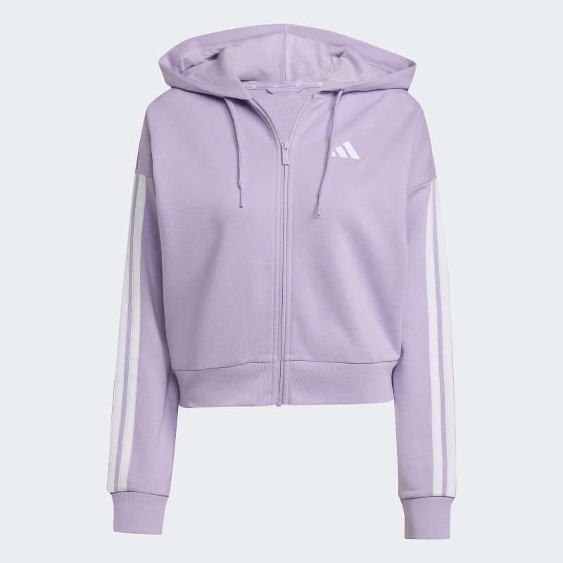 Adidas Womens' Essentials 3-Stripes Full-Zip Hoodie - Purple