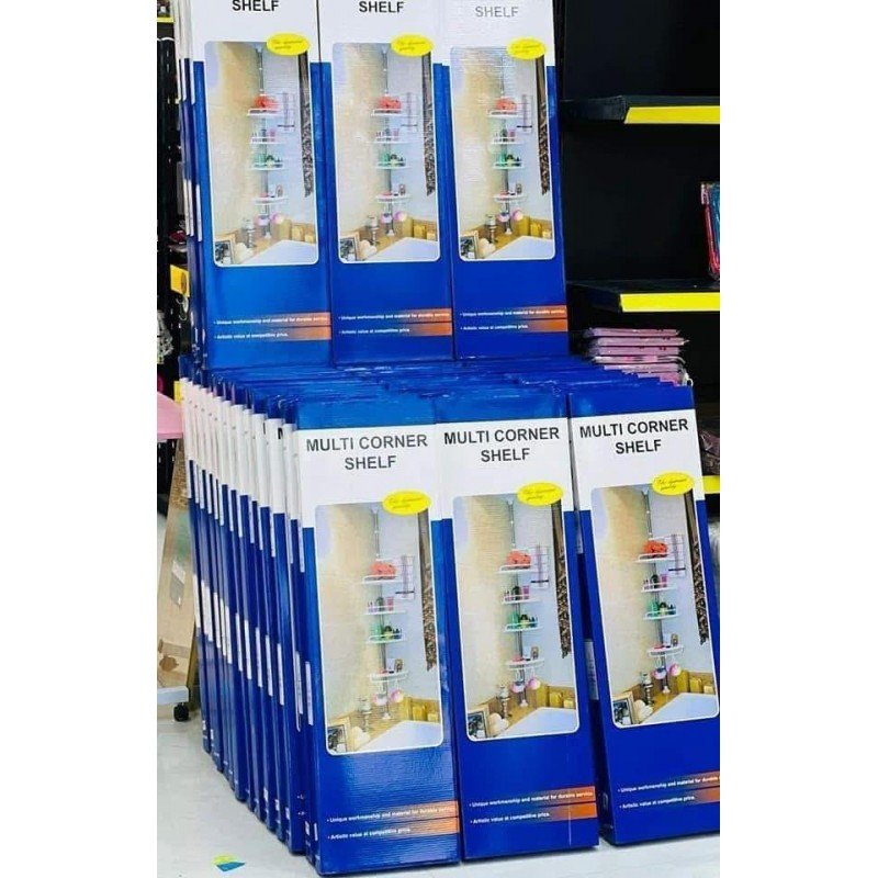 Adjustable Multi Home Corner Shelf Organizer-زاوية حمام ستانلس مع 4 رفوف بلاستيك