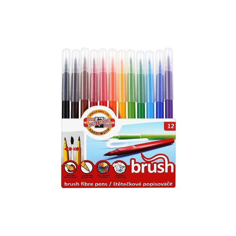Brush fiber pens أقلام تحديد عدد 12 ألوان متعددة