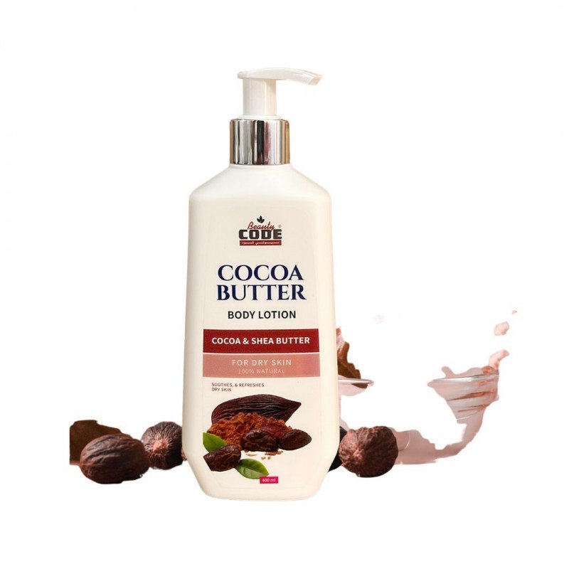COCOA BUTTER BODY LOTION COCOA&SHEA BUTTER 400ml - لوشن للجسم بزبدة الكاكاو للبشرة الجافة من بيوتي كود 400 مل