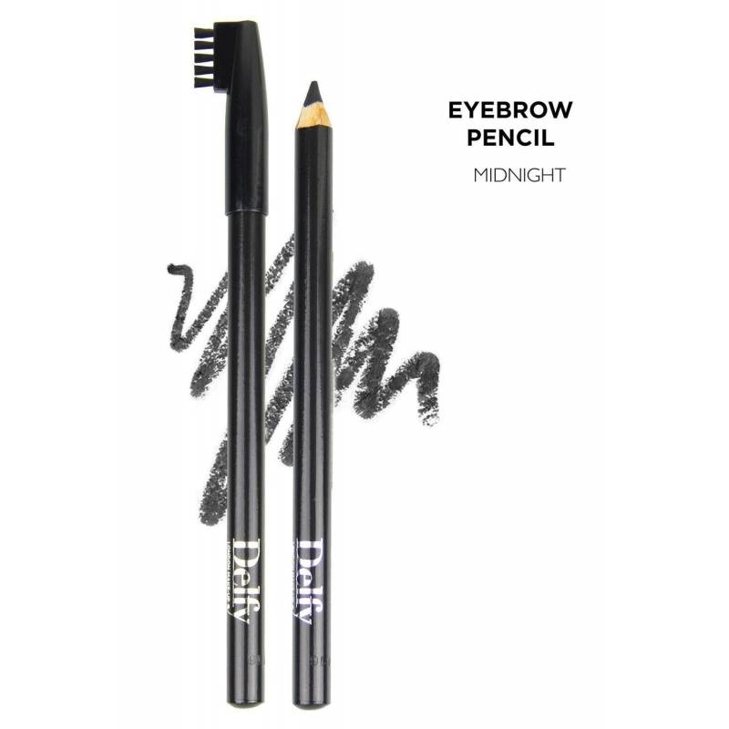 delfy eyebrow pencil midnightقلم تحديد الحواجب باللون الاسود مع فرشاه اضافيه ذات راسين 1.4غرام