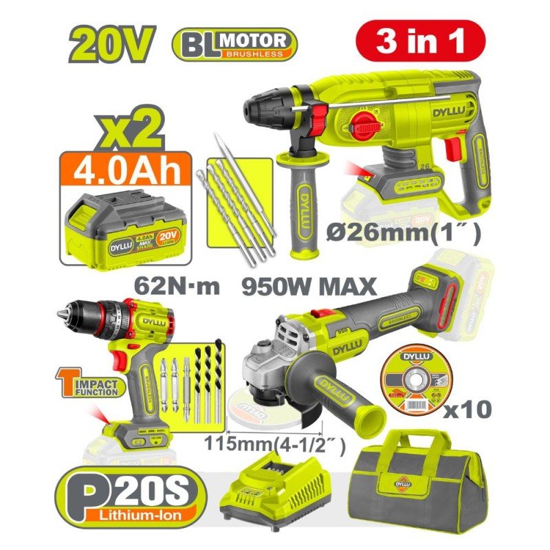 DYLLU Cordless 3 pcs combo kit