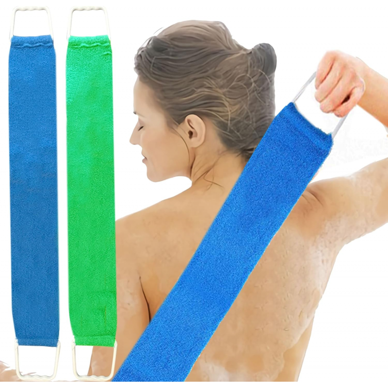 Fe Sisal 1010 Motley Massage set-Blue طقم ليفة تدليك واستحمام طويلة بمقابض