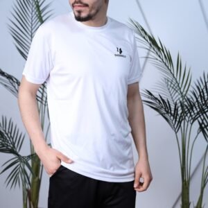 بلوزة نص كم للرجال لون أبيض