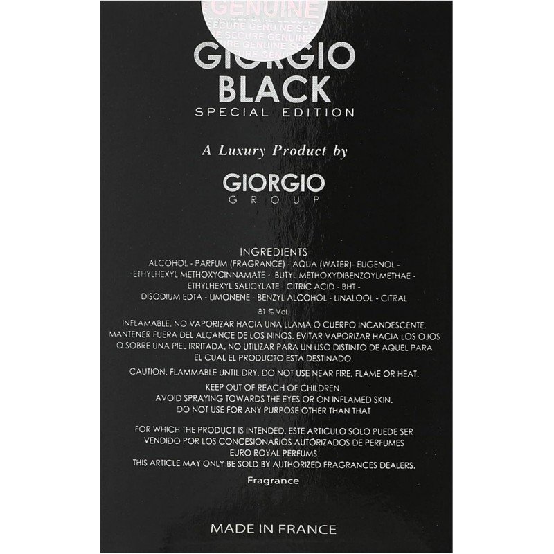 Giorgio Men's Black Special Edition EDP Spray by Giorgio 100ml- عطر جوجيو بلاك للرجال 100 مل
