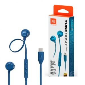 JBL Tune 305C USB Wired Hi-Res Earbud Headphones-Blue