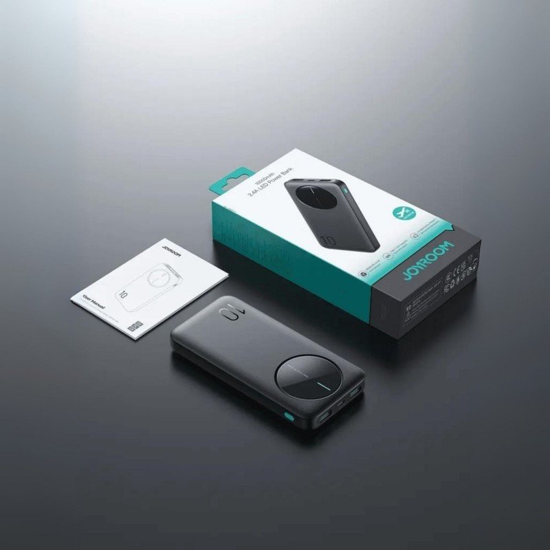 Jr-pbf12باور بانك جويروم العالمية تدعم الشحن السريع بسعة 10000 ملي أمبير مع اضاءة للإشارة إلى نسبة الشحن كفالة ٣ سنوات