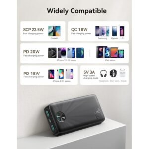 Jr-pbf16باور بانك جويروم العالمية تدعم الشحن السريع 22.5 واط بسعة ضخمة جدا 20000 ملي أمبير لتشحن كل أجهزتك في وقت واحد كفالة ٣ سنوات