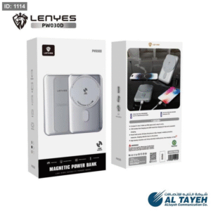 Lenyes PW030D POWER BANK بطارية احتياطية سعة 5000 ميلي أمبير تدعم الشحن اللاسلكي بقوة 15 واط مع كفالة سنة