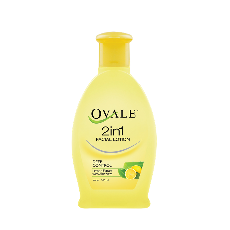 OVALE Facial Lotion Deep Control 2 in 1 - منظف للوجه ومبيض بالألوفيرا والليمون 200 مل