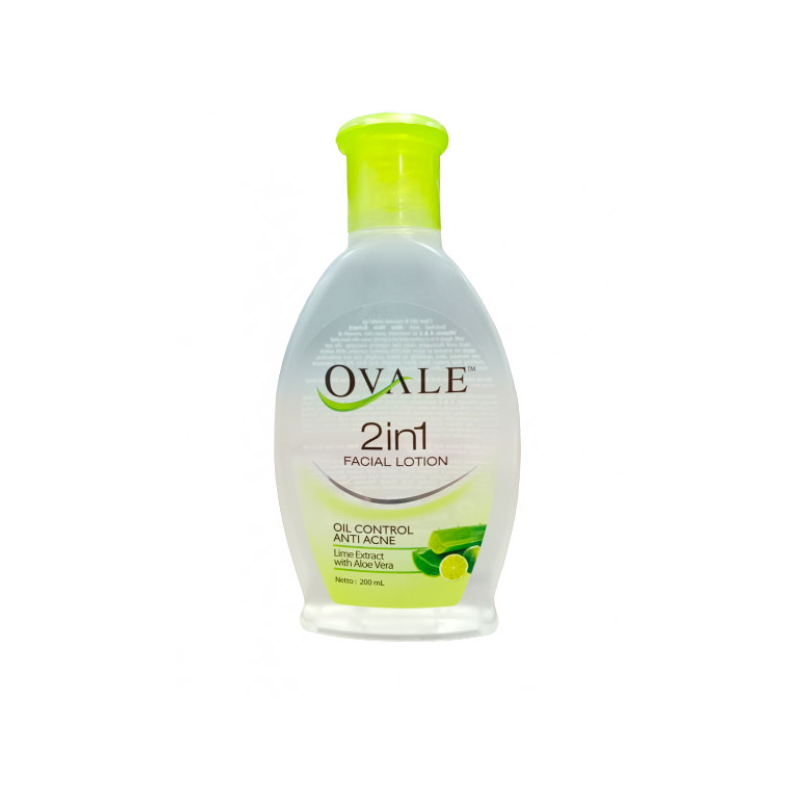 OVALE Facial Lotion Oil Control Anti Acne 2 in 1 - منظف للوجه ومبيض بالألوفيرا والليمون 200 مل