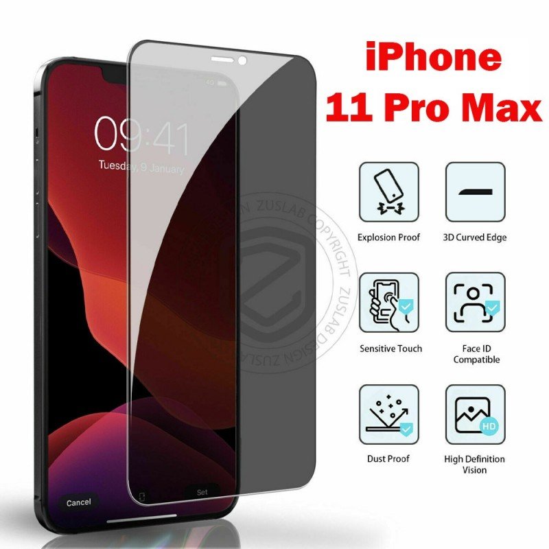 Paravicy Full glass For Iphone 11 Pro Max زجاج حماية للشاشة لون اسود