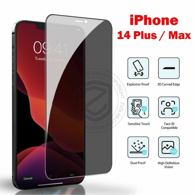 Paravicy Full glass For Iphone 14 Plus / MAX زجاج حماية للشاشة لون اسود