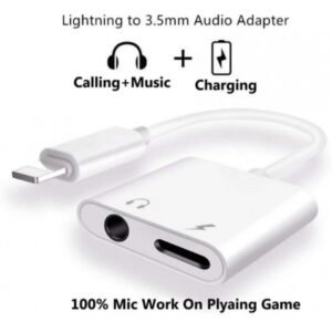 كيبل تحويل صوت من ايفون الى اوكس  3.5 ملم Lightning to 3.5 mm Headphone - لون أبيض