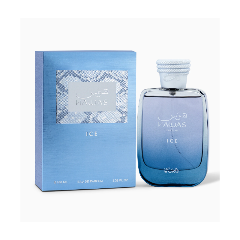 Hawas Ice Eau De Perfume by Rasasi  for Men 100 ml - عطر هوس آيس للرجال من الرصاصي 100 مل
