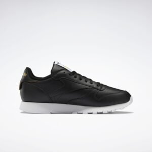 Reebok Mens' Classic Leather Shoes- حذاء ريبوك كلاسيك ليذر للرجال لون أسود ونعل أبيض