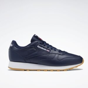 حذاء ريبوك كلاسيد ليذر للجنسين لون كحلي ونعل أبيض- Reebok Classic Leather Shoes