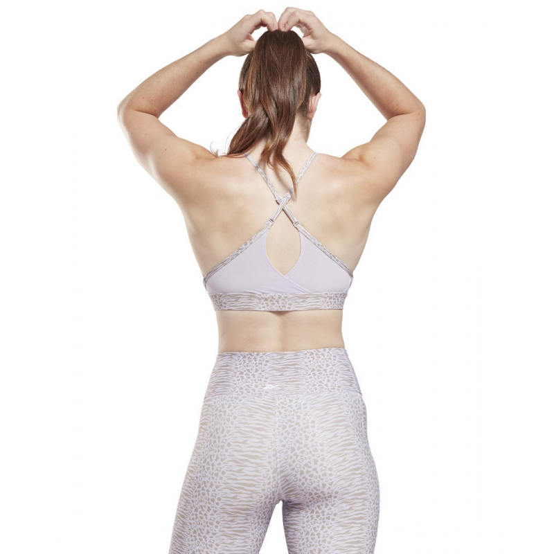 Reebok Women's Lux Strappy Sports Modern Safari Print Bra