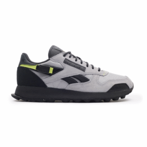 Reebok Mens' Classic Leather Shoes - حذاء ريبوك كلاسيك ليذر للرجال لون أسود ورمادي