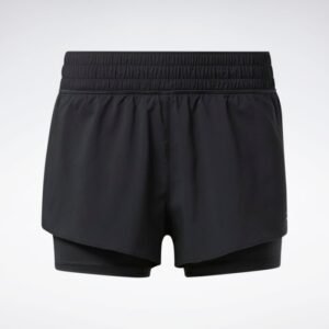 شورت ريبوك راننيغ 2 في 1 للنساء لون أسود - Reebok Women's Running Two-In-One Shorts - Black