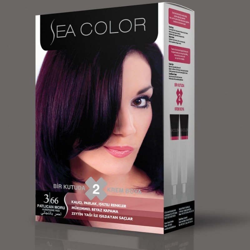 SEA COLOR صبغة شعر احمر باذنجاني 3/66 100مل