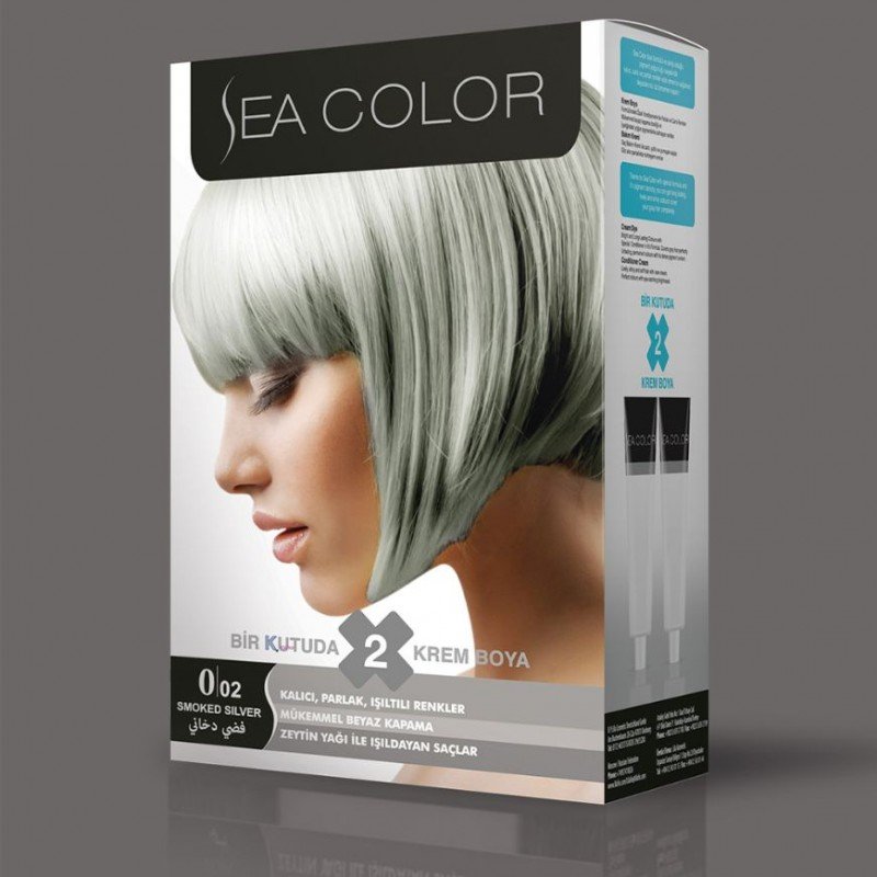 SEA COLOR صبغة شعر فضي دخاني 0/02 100مل
