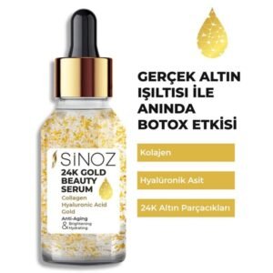 Sinoz 24K Gold Face Serum 30 ml -سيروم سينوز المضاد للتجاعيد بجزيئات الذهب عيار 24 قيراطًا والكولاجين 30 مل