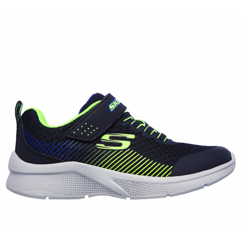 Skechers Kid's Microspec - Navy Lime Shoes - حذاء سكيتشرز ميكرو سبيس للأطفال لون كحلي ورمادي
