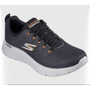 Skechers Men's GO WALK Flex - Vespid Shoes - حذاء سكيتشرز جو ووك فليكس- فيسبيد للرجال لون رمادي غامق ونعل أبيض