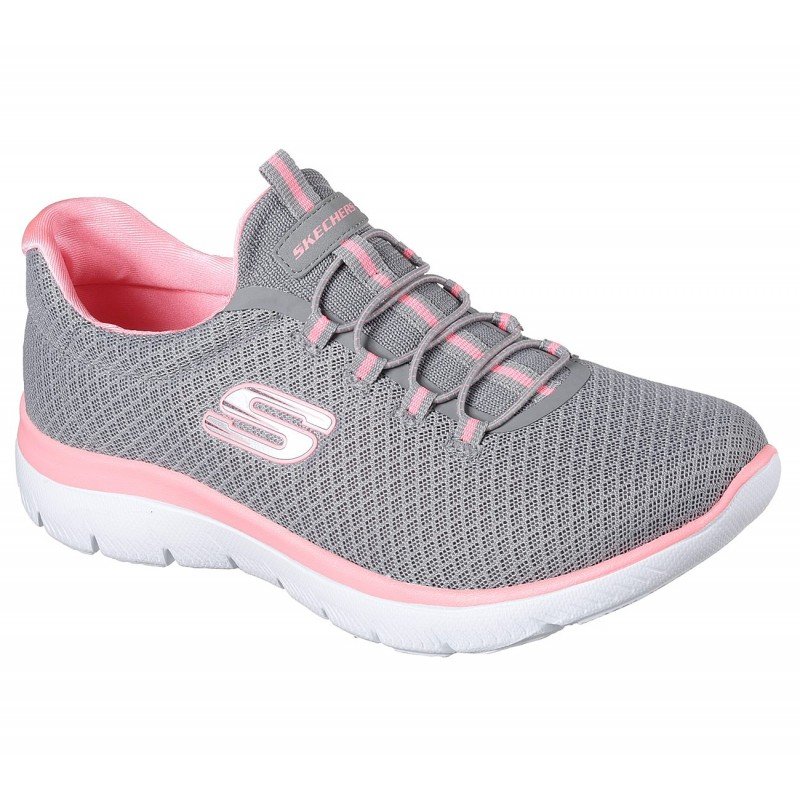 Skechers Women's Summits Shoes حذاء سكيتشرز سوميتس للنساء لون رمادي وزهري