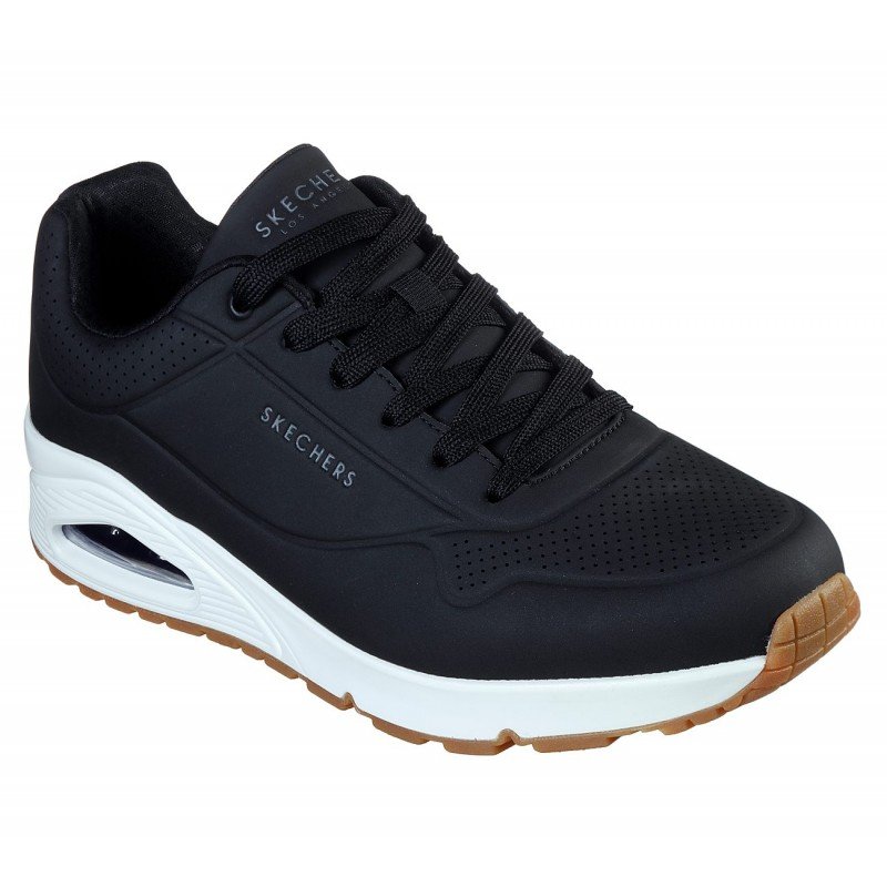 حذاء سكيتشرز أونو – ستاند اون اير للرجال لون أسود ونعل أبيض- Skechers Men's Uno - Stand on Air Shoes