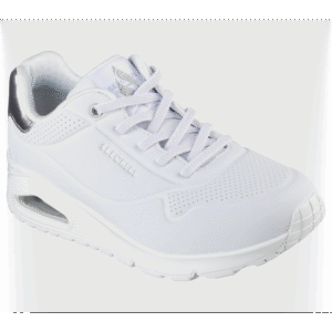 Skechers Women's Uno - Shimmer Away Shoes - حذاء سكيتشرز أونو - شيمر اويه للنساء لون فضي وأبيض