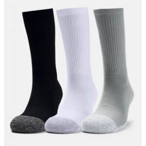Under Armour Adult HeatGear® Crew (3-Pack) Socks - جوارب أندر آرمر ادلت هيت جير كرو للجنسين-3 أزواج ألوان أسود،رمادي، أبيض