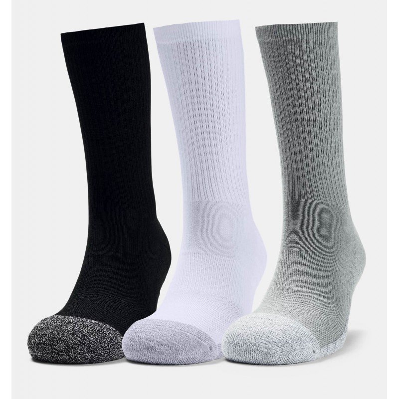 Under Armour Adult HeatGear® Crew (3-Pack) Socks - جوارب أندر آرمر ادلت هيت جير كرو للجنسين-3 أزواج ألوان أسود،رمادي، أبيض