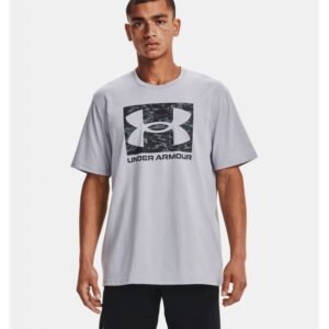 Under Armour Men's ABC Camo Boxed Logo Short Sleeve T-Shirt - تيشيرت أندر آرمر كامو بوكسد لوجو بأكمام قصيرة للرجال لون رمادي
