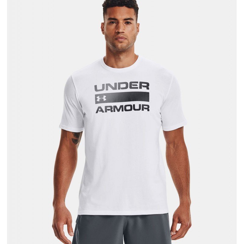 Under Armour Men's Team Issue Wordmark Short Sleeve T-Shirt - تيشيرت أندر آرمر تيم ايشيو وورد-مارك للرجال لون أبيض