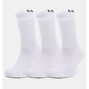 Under Armour Unisex Core Crew (3-Pack) Socks - جوارب أندر آرمر كور كرو للجنسين-3 أزواج لون أبيض